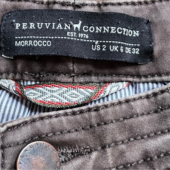 Peruvian Connection Skinny Low Rise Moto Stretch Pant Ankle Zip Leather Accent - Picture 7 of 14